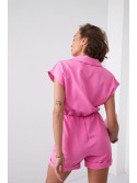 Elegant jumpsuit with an envelope neckline, pink 5132 - Online store - Boutique